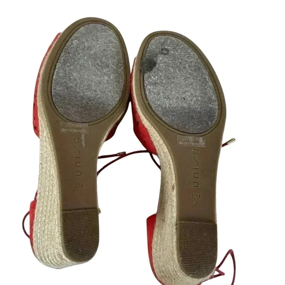 2/$30 UNISA Bionco-T Size 10M Suede Laser Cut Rope Ankle Wrap Jute Espadrilles